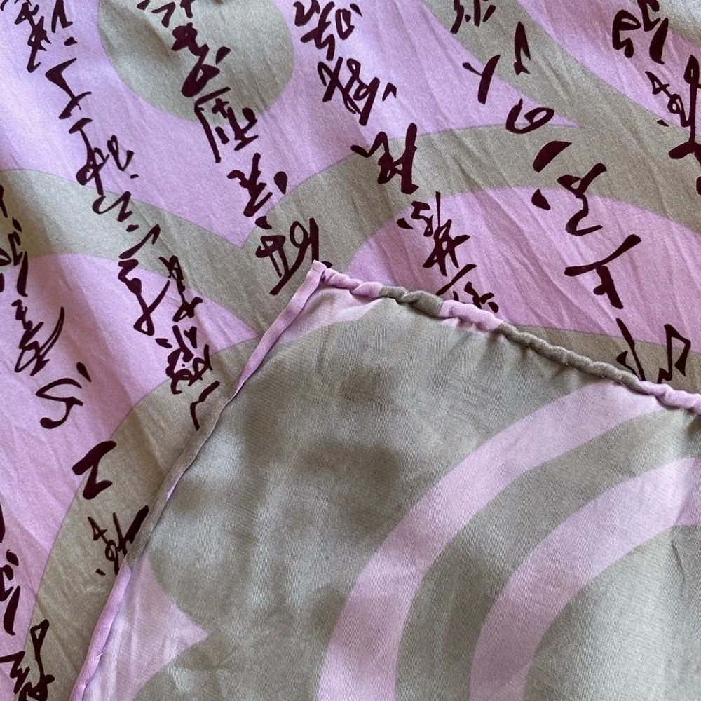 Handmade Scarf Silk Long Purple Lilac Gray 65”
